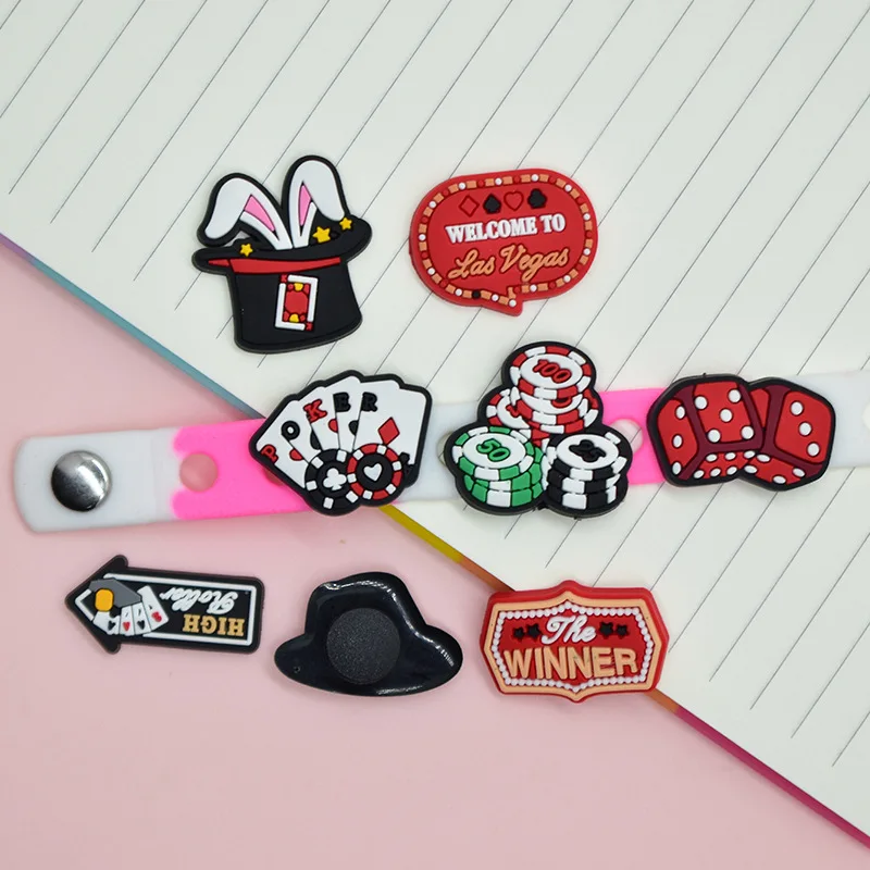 لعبة Get Rich Overnight Shoe Charm-Cute Las Vegas Casino PVC مشبك زخرفي للصنادل وأحذية الحديقة وهدايا حفلات الأطفال وعيد الميلاد #4