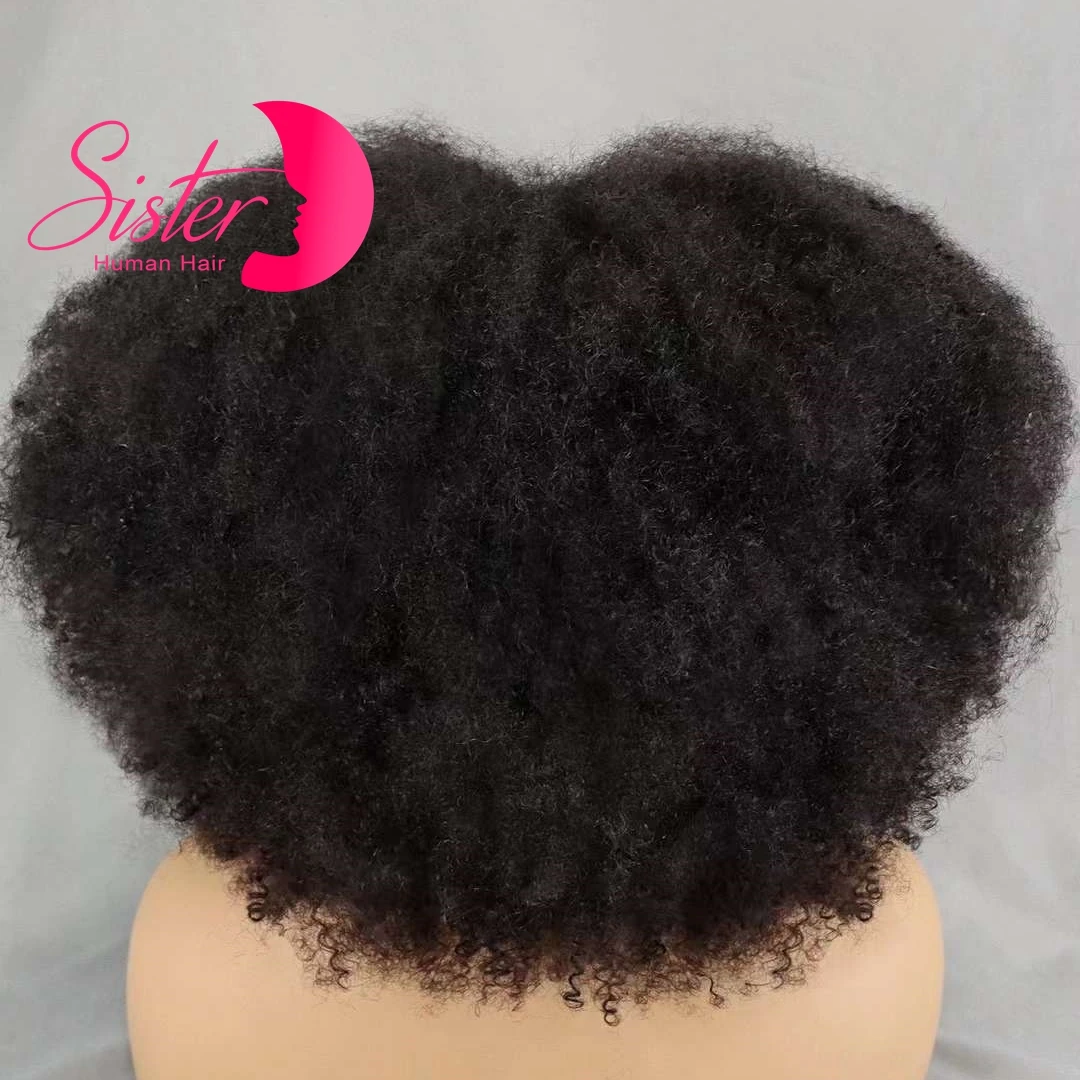 350% Density Afro Kinky Curly Wigs 13x4 4x4 Lace Frontal Short Bouncy Curly Bob Human Hair Wigs Natural Hairline for Black Women