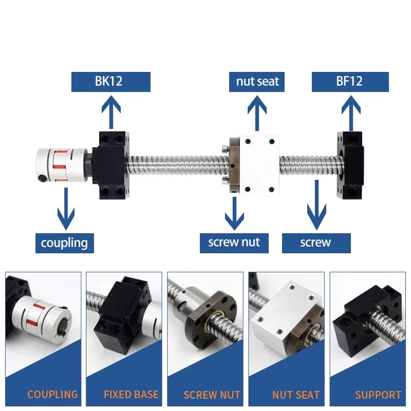 HGR15รางนำทางเชิงเส้นทรงสี่เหลี่ยม HGR15 2ชุด + HGH15CA บล็อก/HGW15CC + ตะกั่วบอลสกรู SFU1605 5มม. + BKBF12 CNC แบบเส้นตรง