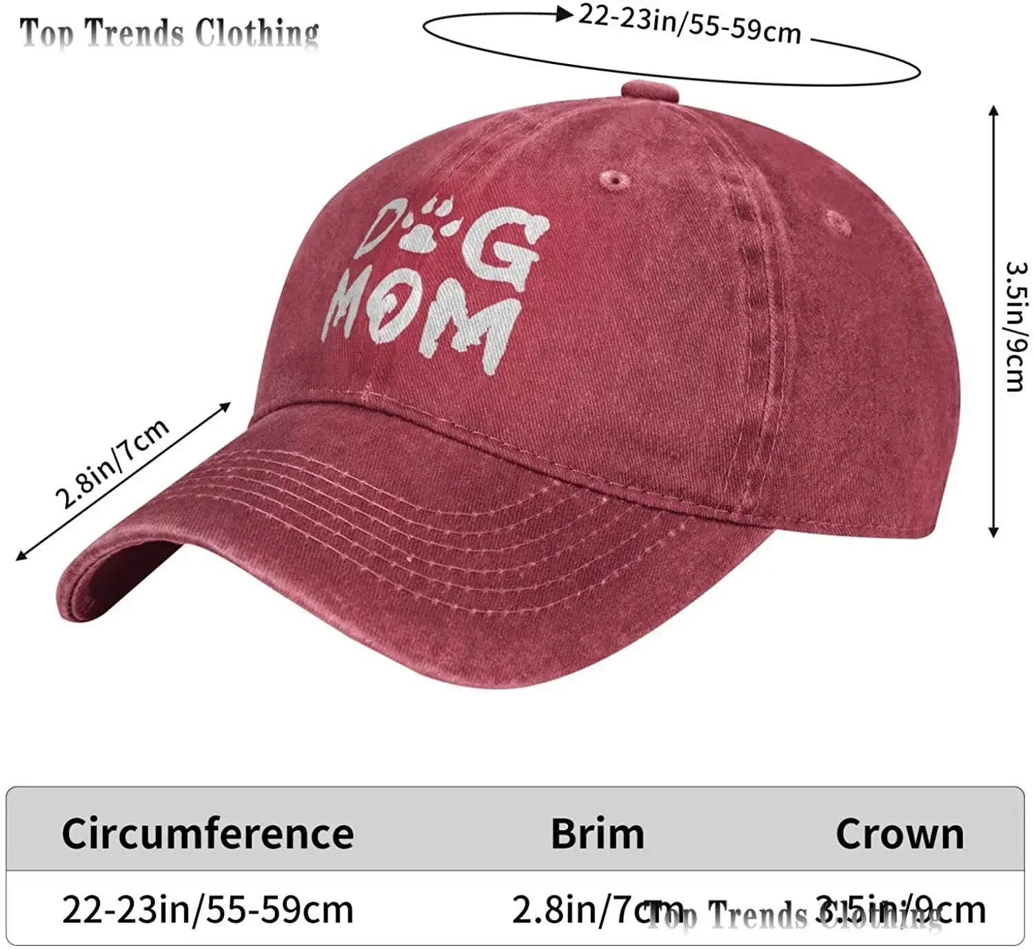 Dog Mom Women's Hat Fashionable Adjustable Cotton Denim Baseball Cap