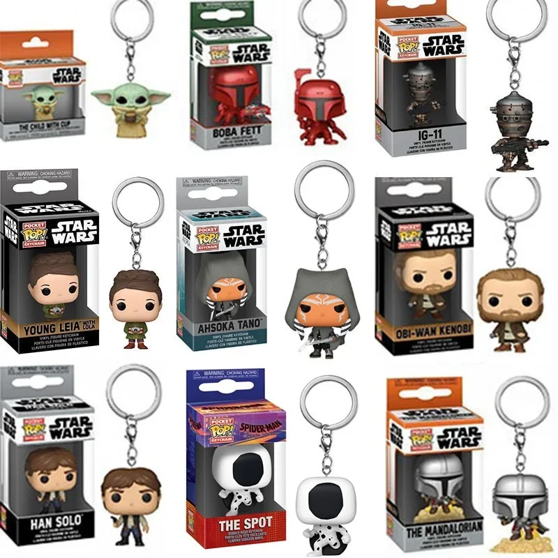 funko-pop-star-wars-l'enfant-bebe-yoda-avec-tasse-obi-wan-kenobi-boba-fett-le-mandalo-porte-cles-poche-pvc-figure-jouets-porte-cles
