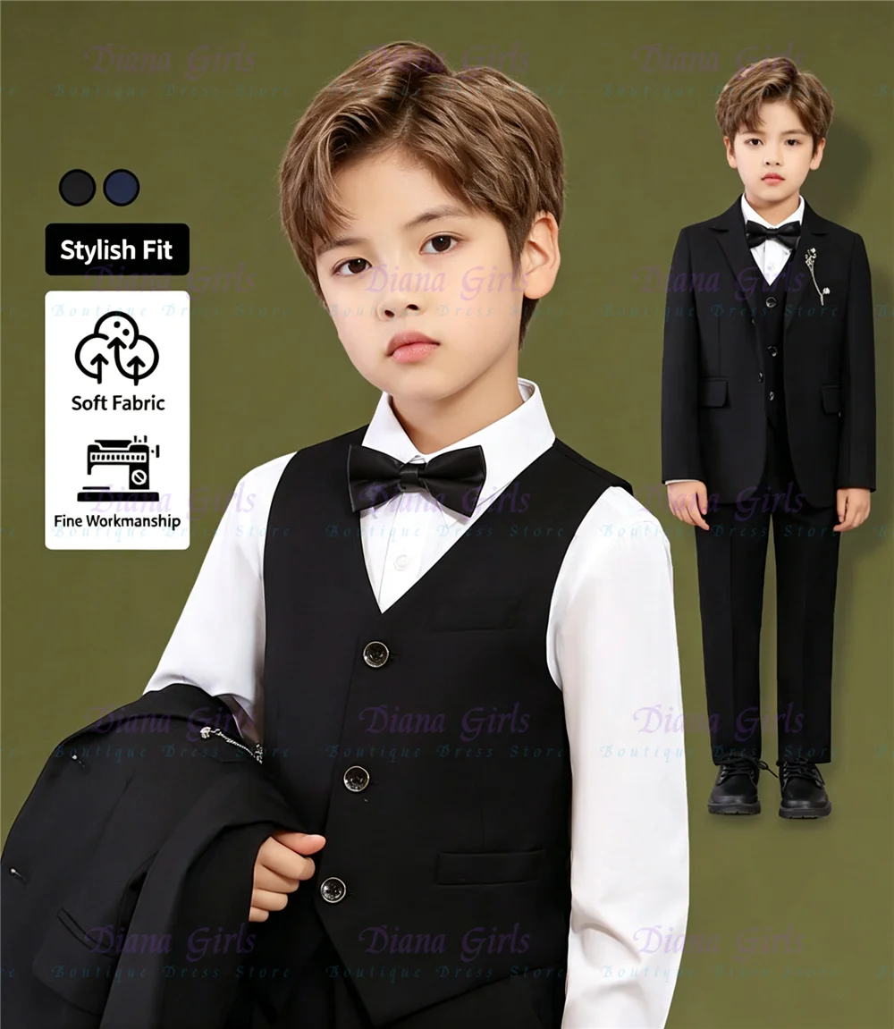 Quality Children's Suit Set Boys' Formal Dress Flower Boy Small Suit Three-Piece Set Piano Host Suit Jacket Performance Outfit