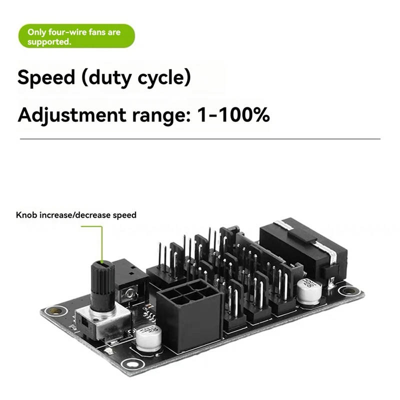 Computer Chassis PWM Violent Fan Speed Controller 9-Way 12V PWM 4Pin High-Power Fan Hub Controller Fan Governor