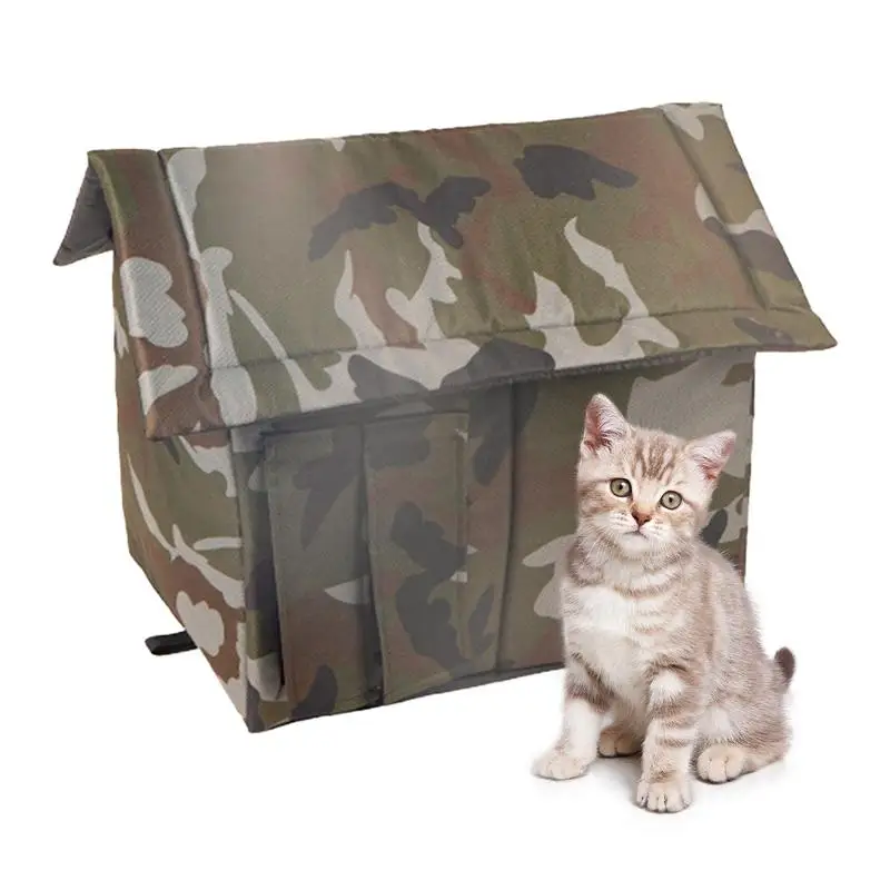 Outdoor Waterproof Cat Shelter with Windproof Design