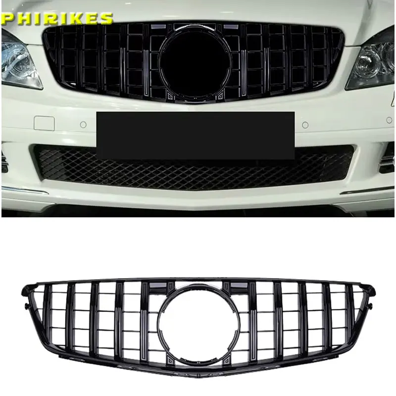 

1 Piece Front Bumper Grille Hood Grill For Mercedes Benz C W204 2007-2014 AMG GT Diamond Silver Grille