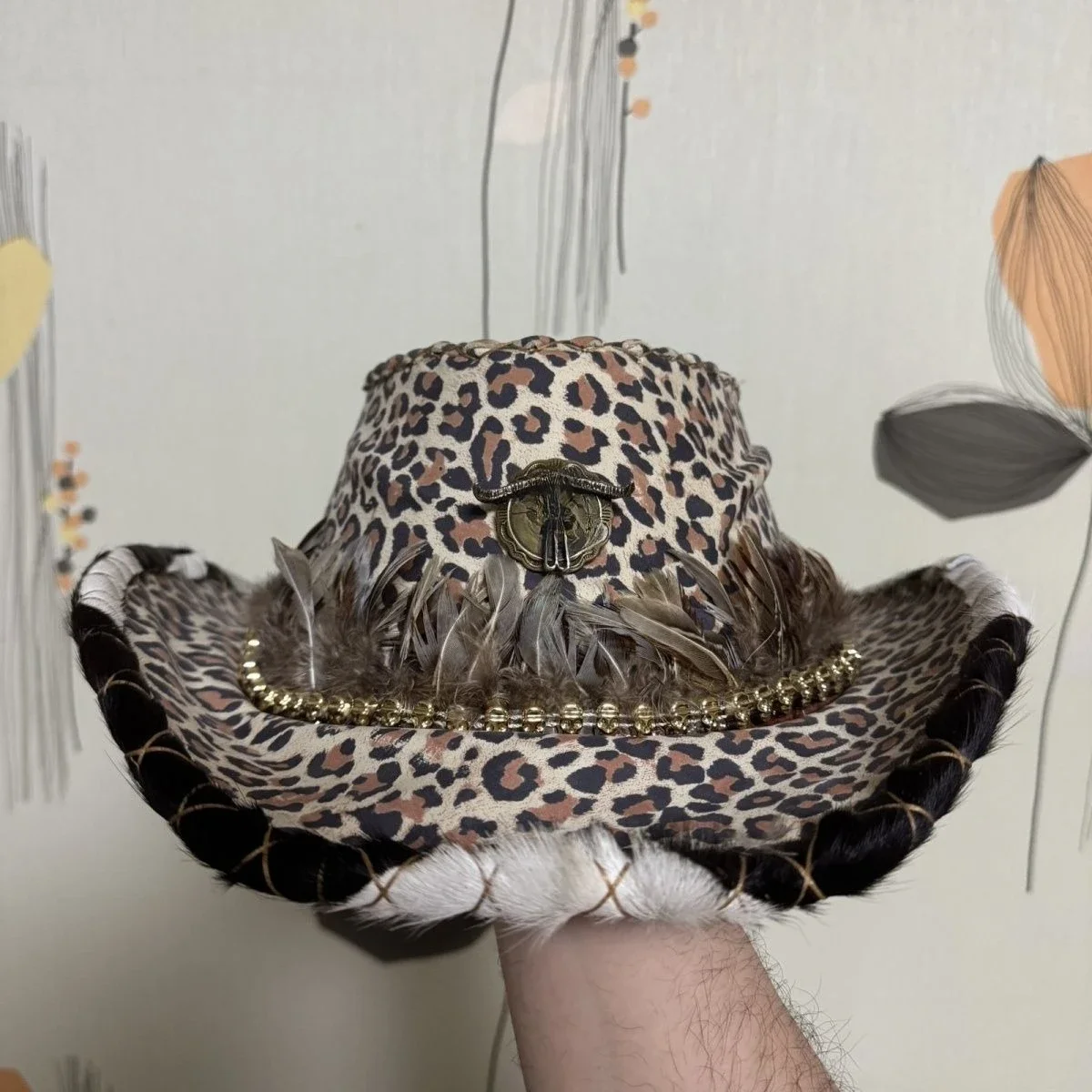 Leather Vintage Cowboy Hat Helmet Motorcycle Equestrian Riding