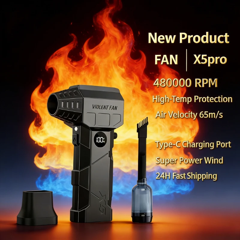 

X5 MAX Двигатель турбореактивного вентилятора Турбовентилятор Мощный ветровой вентилятор Бесщеточный вентилятор Скорость 75 м/с 10000 мАч Сильная сила ветра Посильный вентилятор