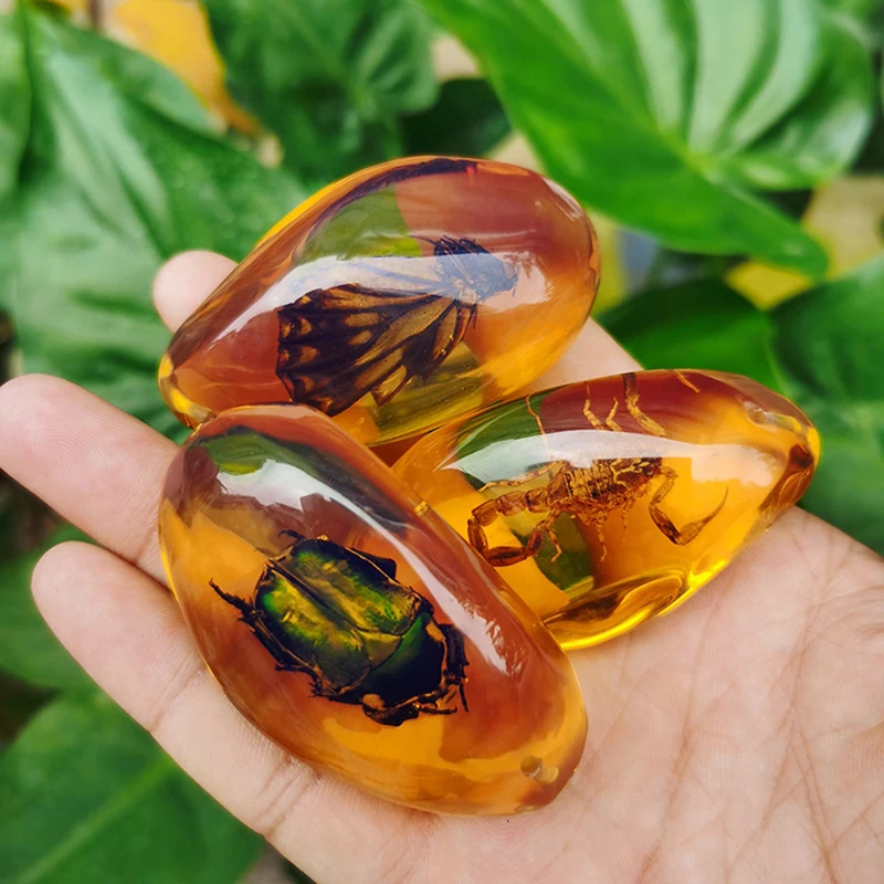 1PC Insects Amber Gemstone Scorpion Natural And Mineral Stones Home Decor Insects Amber Gemstone DIY Hand Crafts Gift