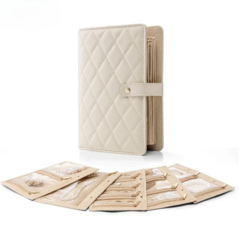 

Portable Jewelry Storage Bag Large Leather Jewelry Storage Bags Earrings Necklace Bracelet Box Loose-leaf Binder Jewelry Bag
