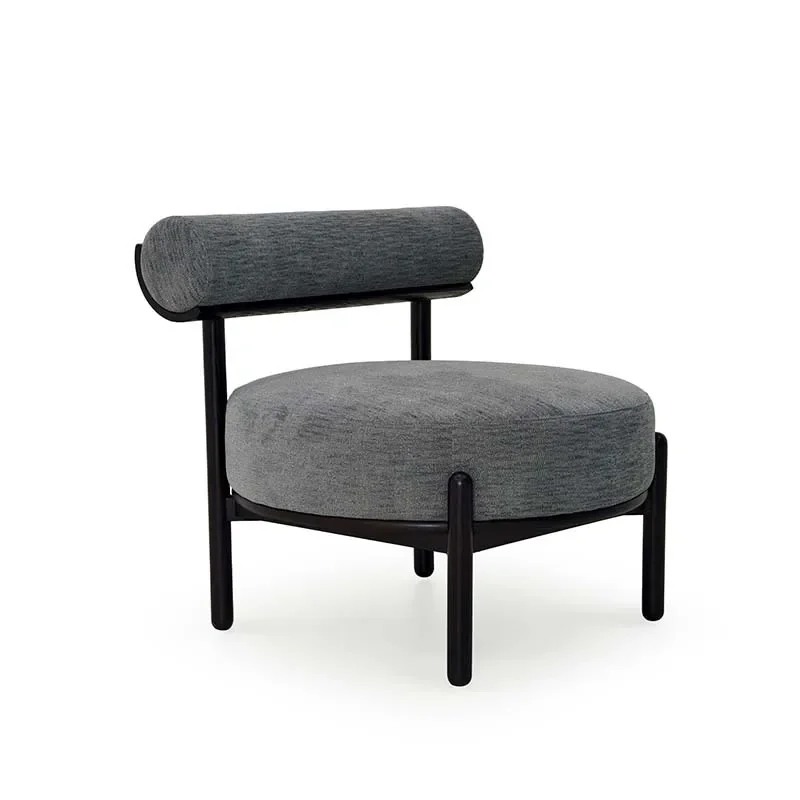 Italian minimalist fabric single sofa chair, coffee shop lazy style casual dining chair, solid wood soft 5 in a group