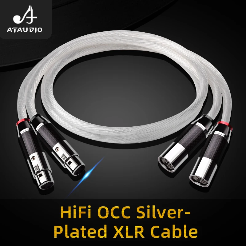 ATAUDIO HiFi XLR Audio Cable  High Purity OCC Silver Plated Gold-plated 2XLR Balanced Cable for Microphone Mixer