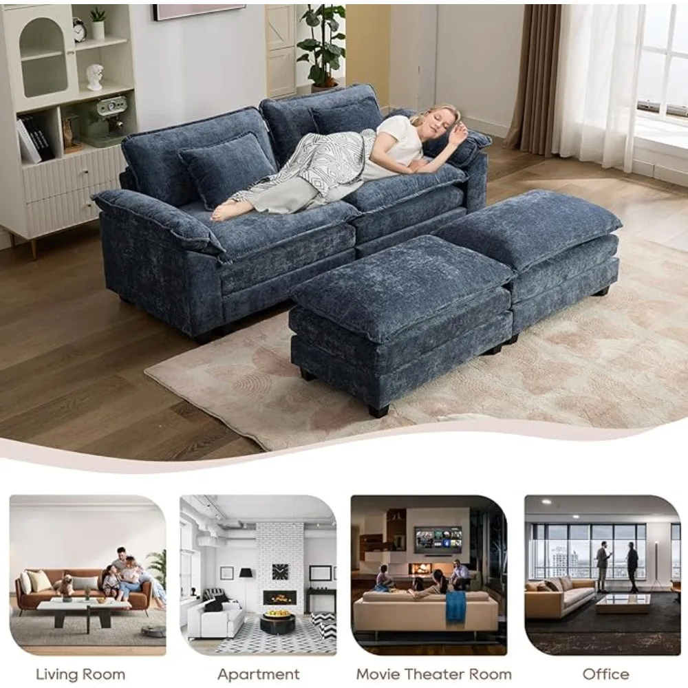 Sectional Sofa Cloud Couch,Lumbar Pillow, Deep Seat Modular Couch for Living Room, Apartment, Studio