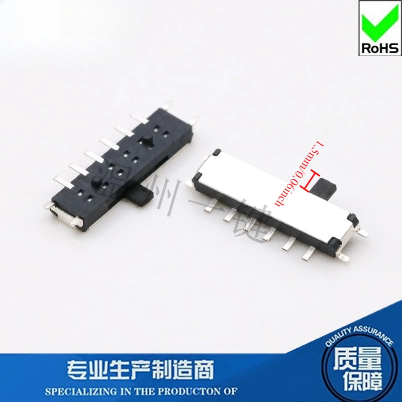50Pcs/Lot Mini Slide Switch 10-foot 4-speed Horizontal Patch SMD Side Toggle Switch 4th Gear 10-Pin for Power Toys