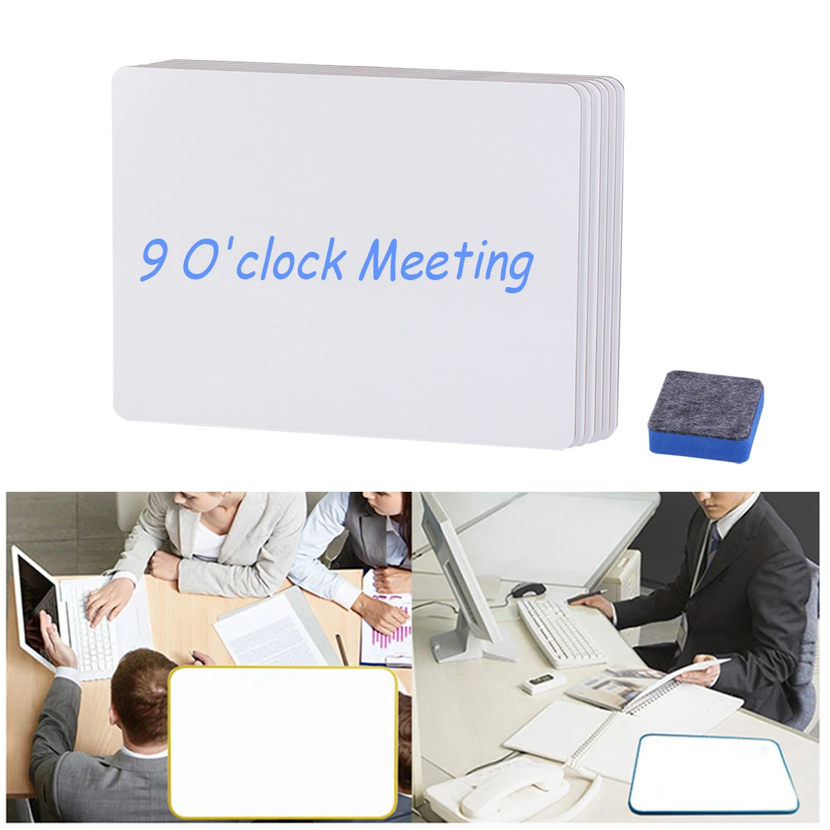 

6pcs Whiteboard Set Erasable Mini Portable with Eraser for Kids Lightweight Desk Office Learning Tool