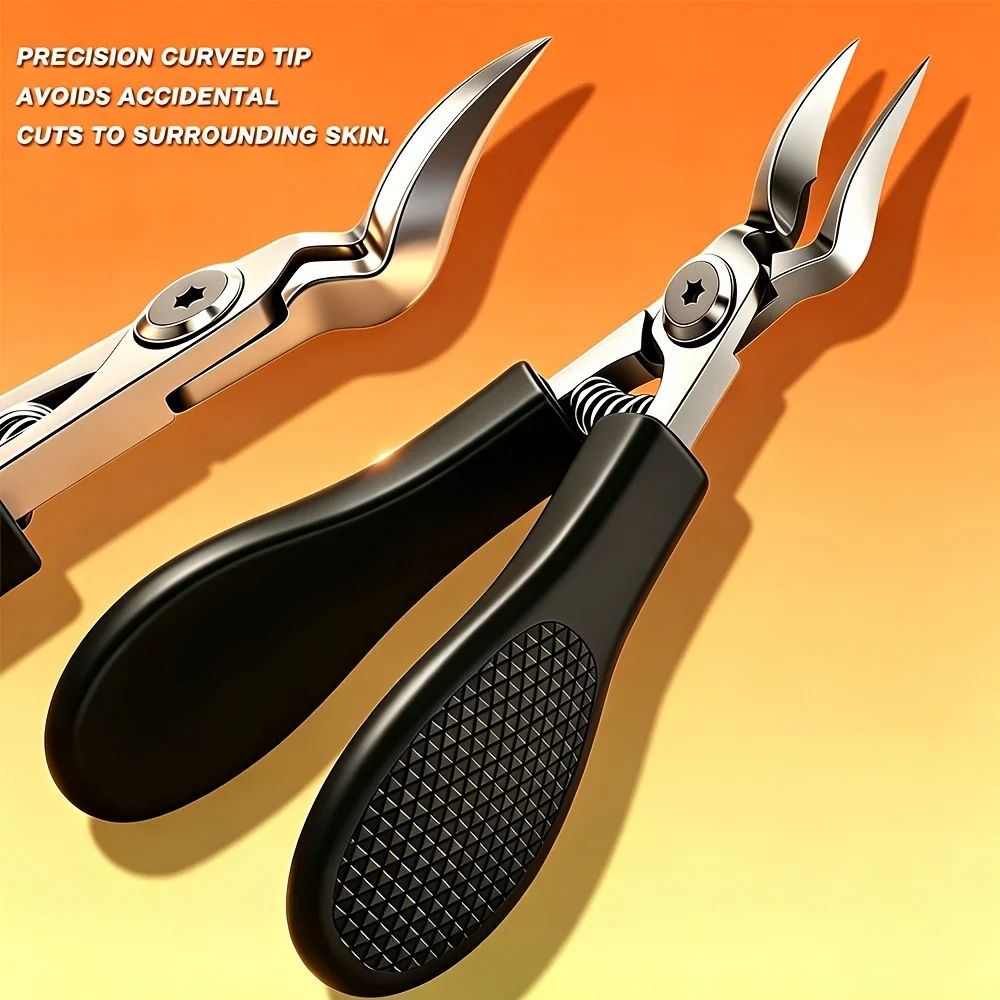 Professional Heavy-Duty Steel Toenail Clipper with Serrated Blade  For Thick & Ingrown Nails, Durable Trimmer for Men & Women