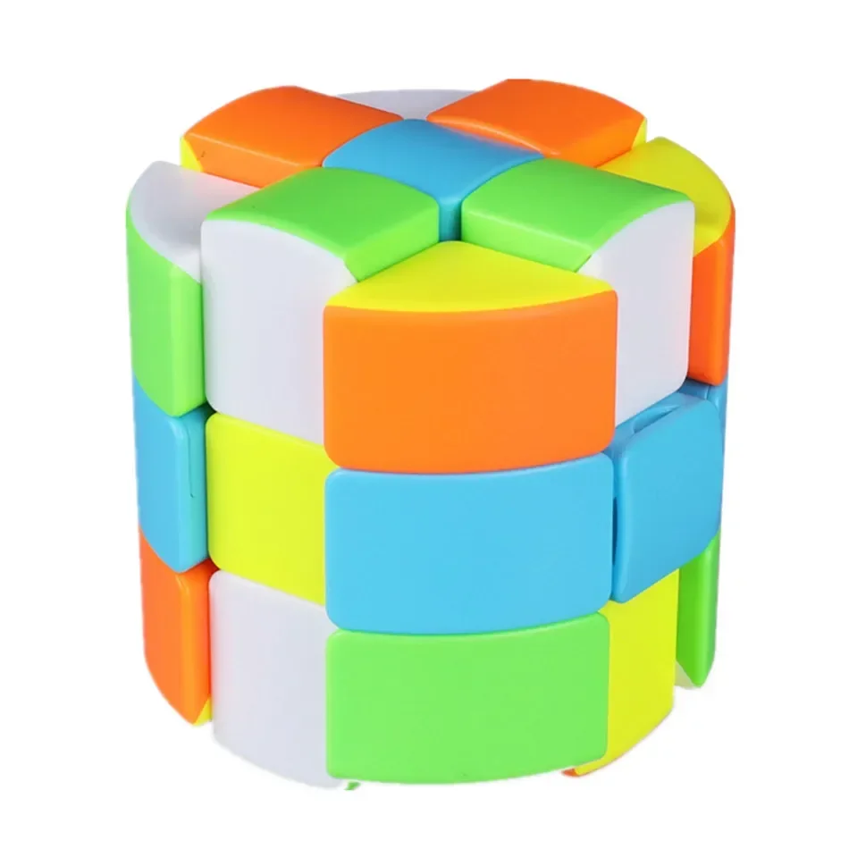 QiYi 3x3x3 Cylindrical Cube Stickerless Strange-Shape Magic Cube Twisty Mgaic Cube Learning&amp Educational Puzzle Toys