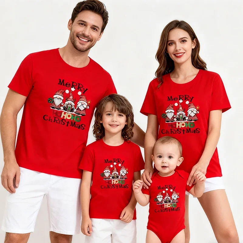 New Year Family Matching Outfits Adult Kids T-shirt Baby Romper Christmas Clothes Father Mother Son Daughter Clothes