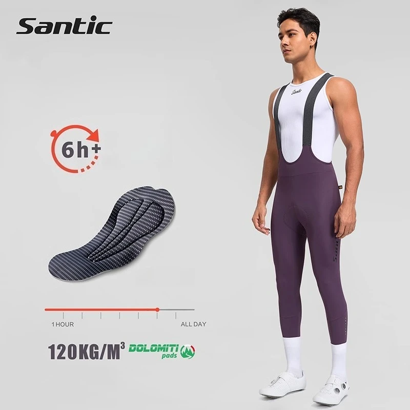 

Santic Cycling Bib Long Pants Winter Warm Windproof Cycling Pants with Sponge Cushion Reflective Safety Riding Pants TM25C04286