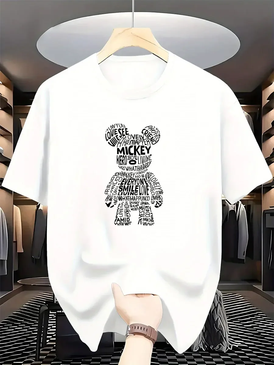 Men's Summer 2026 Luxury Fashion Brand Cartoon Bear Print T-shirt Pure Cotton round Neck Casual Trendy Y2K High-End