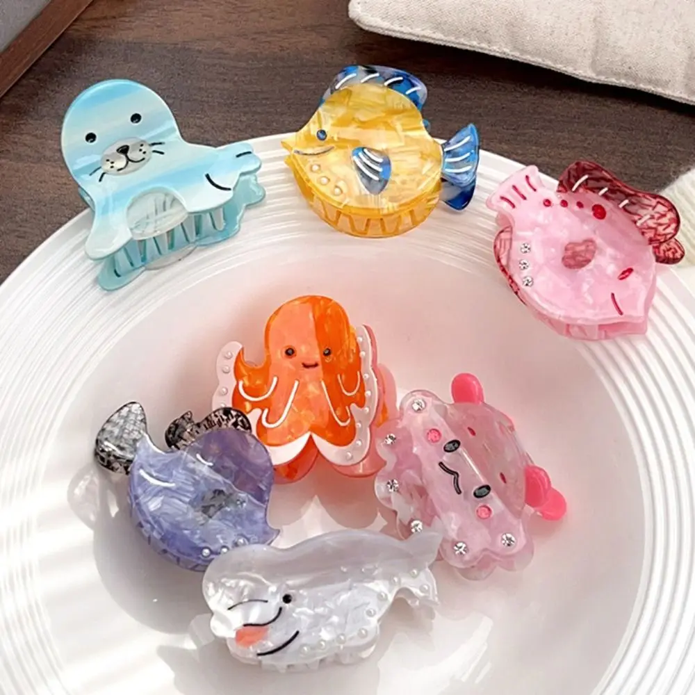 Creative Korean Style Ocean Animal Hair Clip Cute Octopus Sea Creature Hair Claw Funny Acetic Acid Grab Clip Female