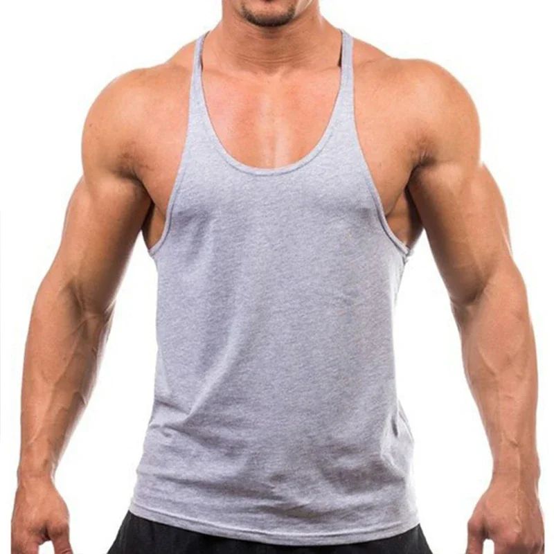 Glaçure de fond de base simple solide pour hommes, entraînement musculaire, dos racerback, haut précieux, maillot de corps en fibre