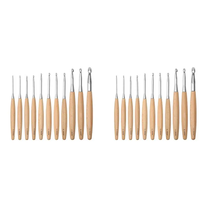 

Набор крючков для вязания ABKW-22Pcs, 3.0-12 мм, с деревянной ручкой, односторонние, для вязания крючком и спицами, вязальные иглы