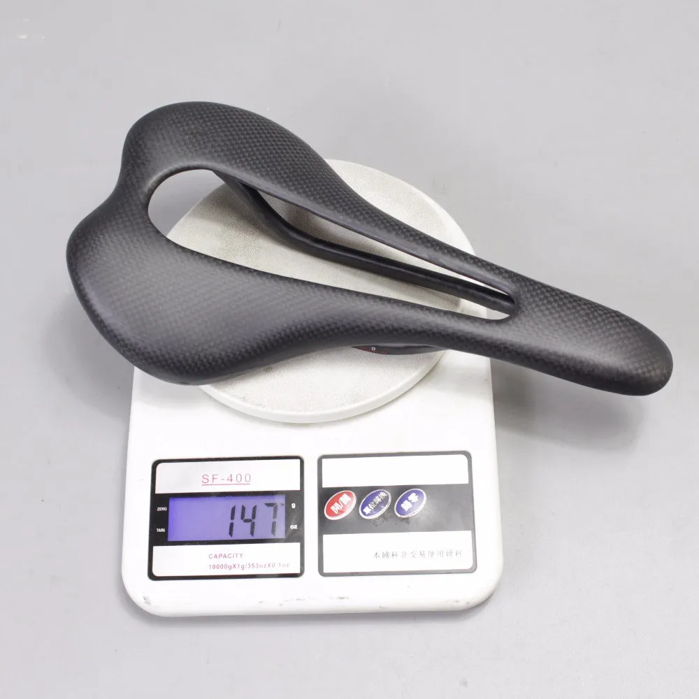 Ultralight Full Carbon Fiber Bicycle Saddle Road MTB Bike Seat Big Hollowed Leather Cushion Cycling Parts