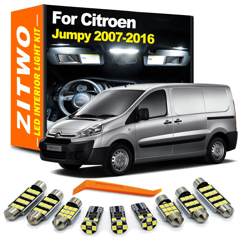 ZITWO 11 sztuk oświetlenie wnętrza LED lampka tablicy rejestracyjnej zestaw dla Citroen Jumpy 2007 2008 2009 2010 2011 2012 2013 2014 2015 2016