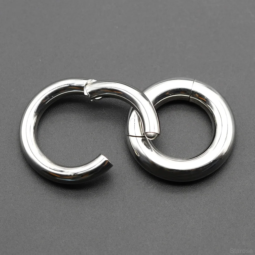 Smooth Hinged Stainless Steel Segment Hoop Ring 00G Large Size Septum Clicker BCR PA Piercing Nose Ring Ear Stretcher Weights