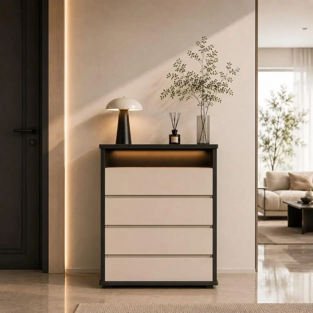 Four-chest cabinet Italian minimalist living room sofa side cabinet light luxury high-end bedside collection