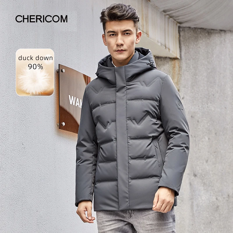 Chericom Winter Men's Hooded Down Coats Thickened Warm Windproof Down Jackets Overcoat Duck Down Casual Fashion Jackets 279655