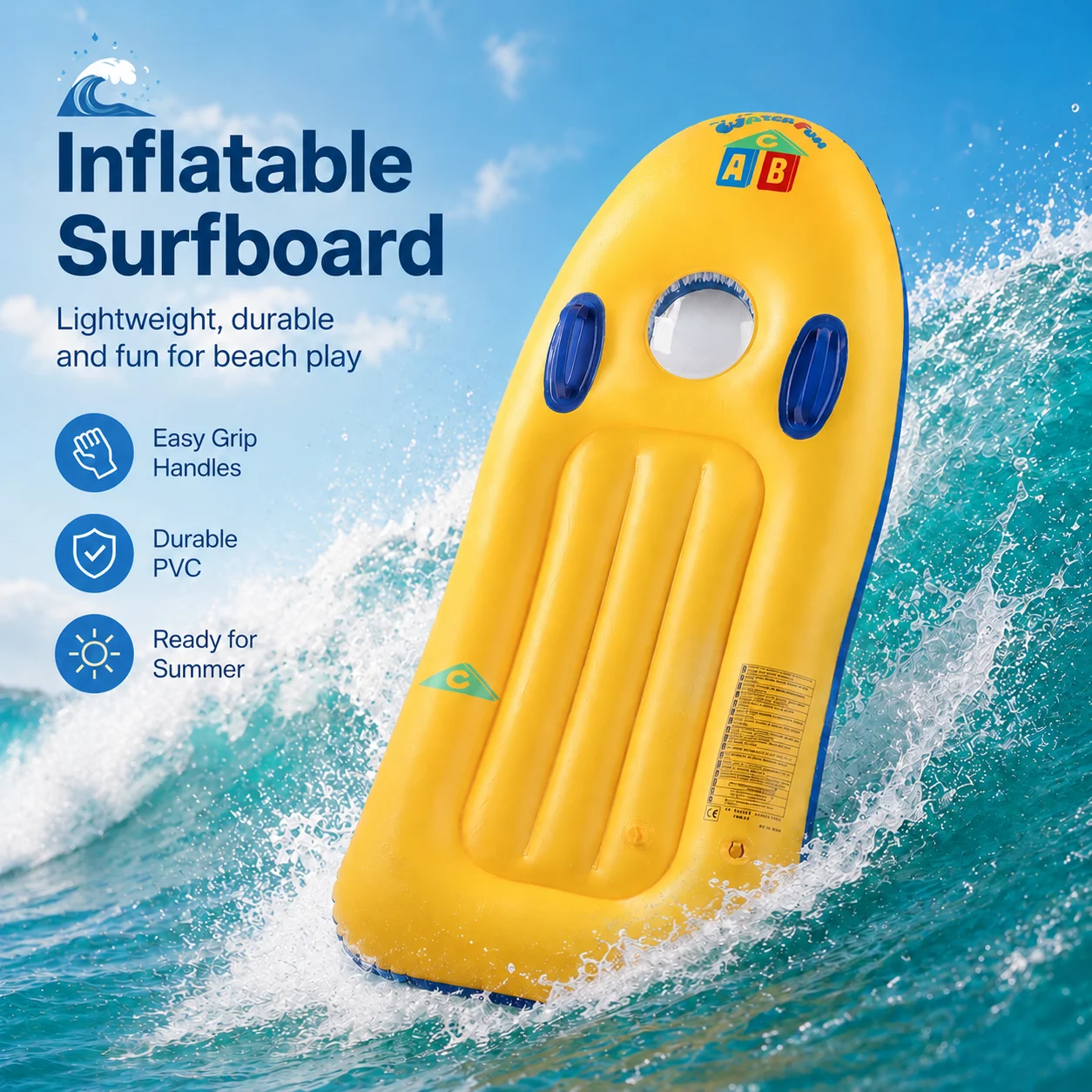 Aquatic Sports - Şişirilebilir Sörf Tahtası Bodyboard 113x51cm, Çift