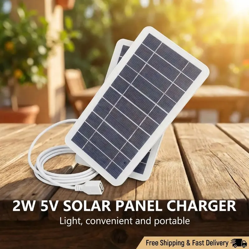 

USB Solar Panel Battery Charger Portable, Safe Stable Output, for Phone Fan Flashlight Outdoor Camping Backpacking Travel