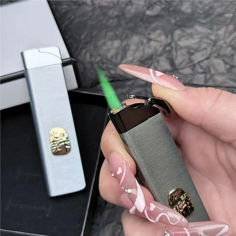 

New Handmade Windproof Green Flame Lighter High-end Gift for Boyfriend Cigarette Accessories