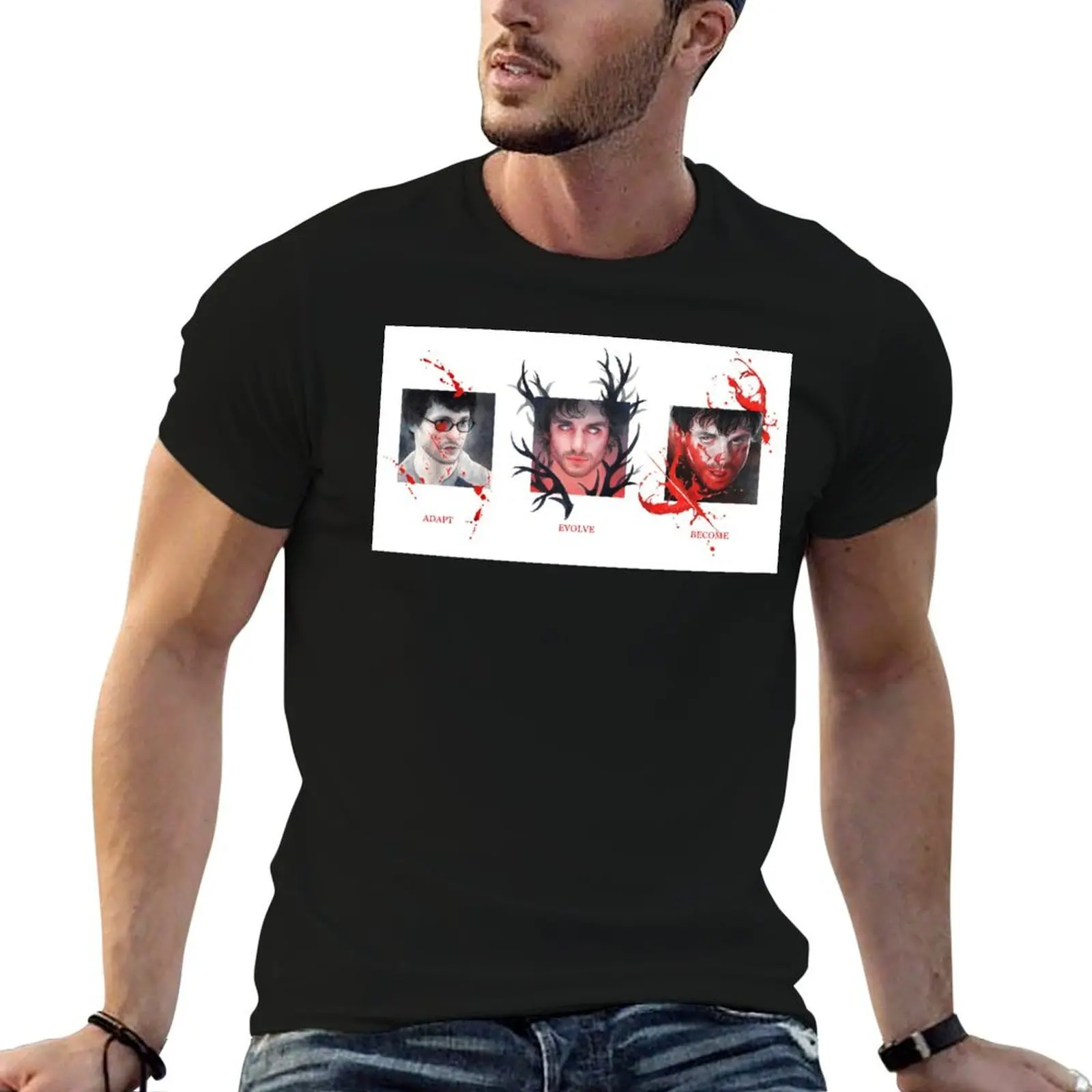 ADAPT,EVOLVE,BECOME avec motif de fond / Will Graham / HANNIBAL T-Shirt T-shirt d'extérieur avec protection UV