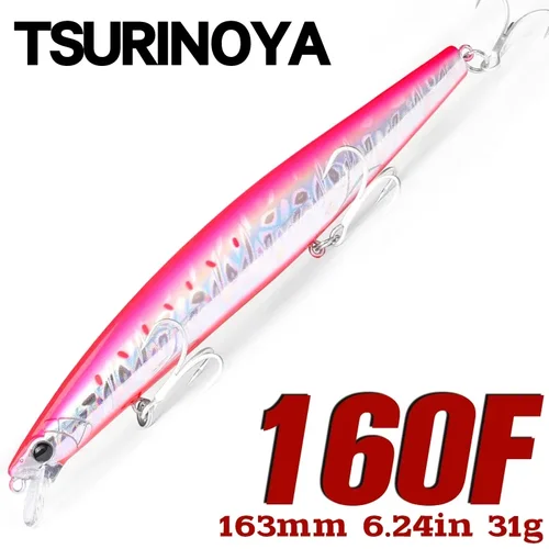 Imagen 1 del producto TSURINOYA-señuelo de pesca de pececillo flotante 160F STINGER, 163mm, 31g, de fundición larga, lubina Artificial, cebos duros grandes para agua salada