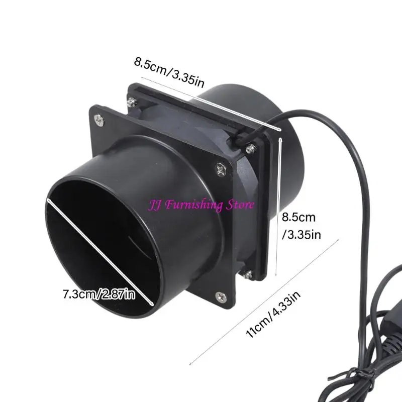 A9LB 3 속도 USB 5V 75mm 인라인 덕트 배기 팬 프린터 인클로저 온실 애완 동물 집 용 이중 환기 파이프가있는 배기 팬