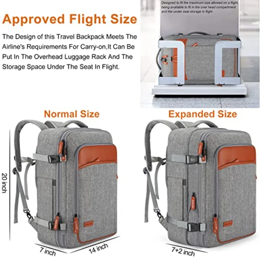 40L Expandable Carry On Travel Backpack with 4 Packing Cubes Flight Approved, Fits 17 inch Laptop, Water-resistant, Suitcase Ba view 2