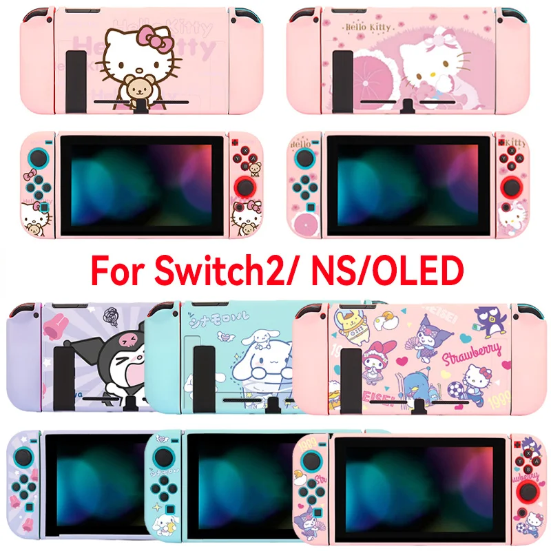 غلاف حماية كرتوني من HelloKitty Sanrio لجهاز نينتندو سويتش 2 OLED NS Joy-Con لوحدات تحكم من السيليكون غير قابلة للانزلاق هدية