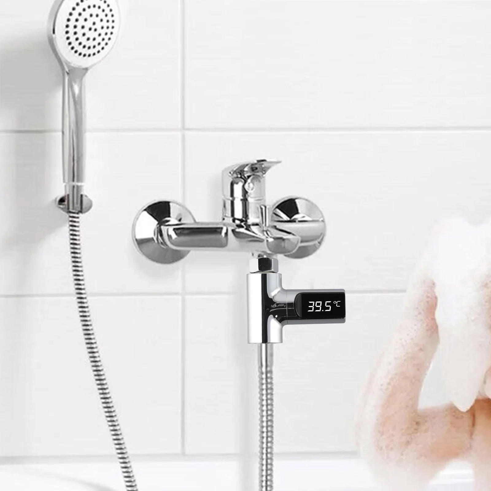 Display Water Temperture LED Monitor Shower Temperature Easy Installation Temperature Thermometer Data Rotatable
