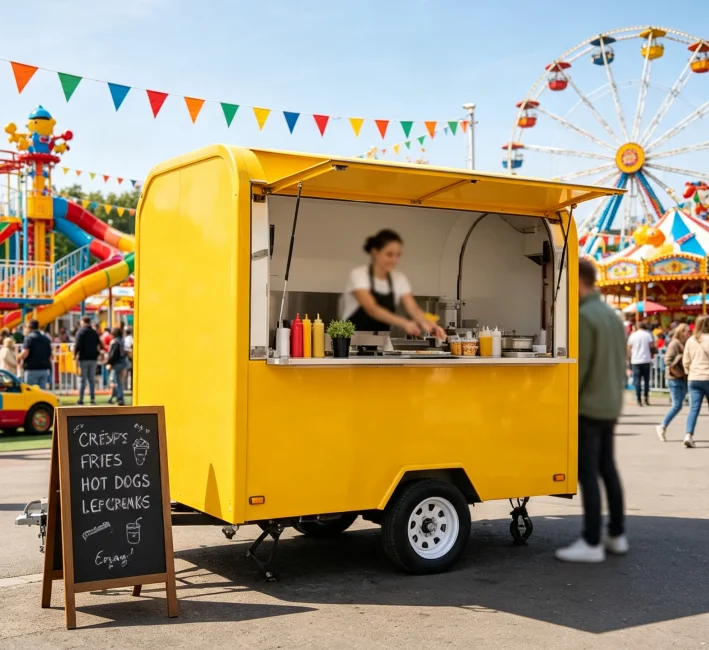 Towable Food Trailer Stainless Steel Mobile Food Cart Custom Vending Truck For Burger Fries Sale Outdoor Event