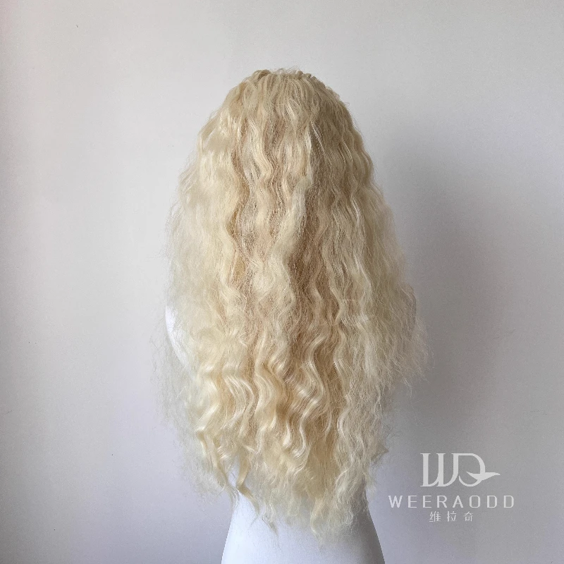 شعر مستعار أشقر فاتح الدانتيل الجبهة الباروكات للنساء مجعد 26 بوصة 13*4 HD الدانتيل الباروكات ارتفاع درجة الحرارة الألياف الاصطناعية الدانتيل الباروكة