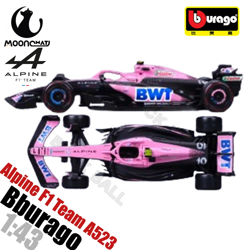 

Bburago 1:43 2023 BWT Alpine A523 Bahrain #31 Esteban Ocon #10 Pierre Gasly A523 Special Coated Die Cast Model Formula 1 Racing