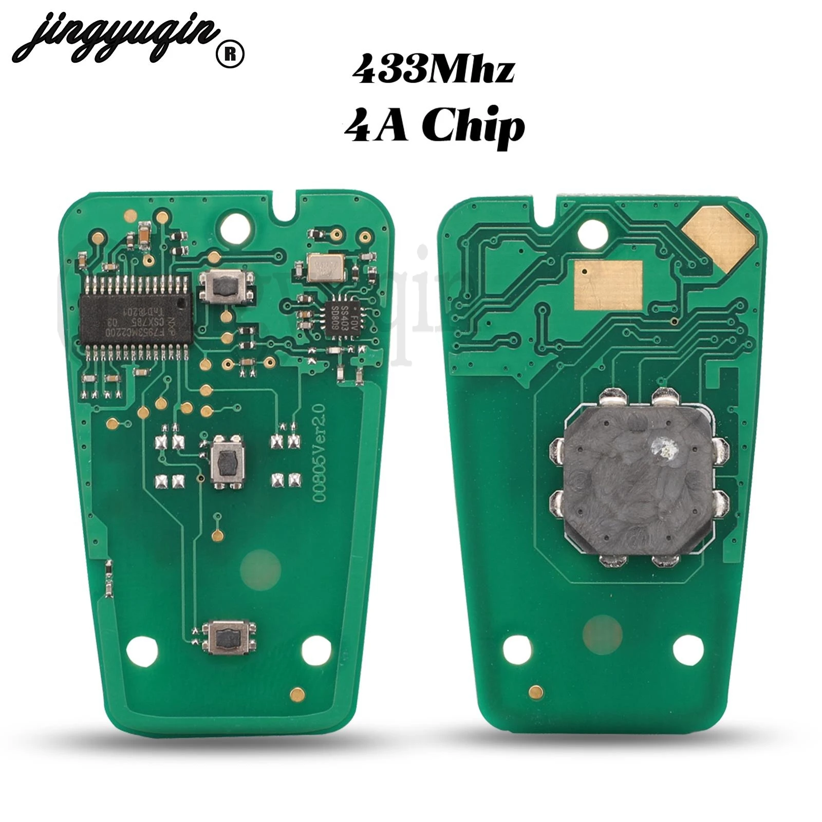 

jingyuqin 433Mhz FSK ID46/4A Chip Flip Remote Car Key Circuit Board Fob For Peugeot 208 308 508 3008 Citroen C4 DS4 DS5 HITAG2