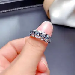 Classic Design Blue Crystal Single Row Rings for Women Fashion Simple and Exquisite Red Engagement Party Banquet Jewelry