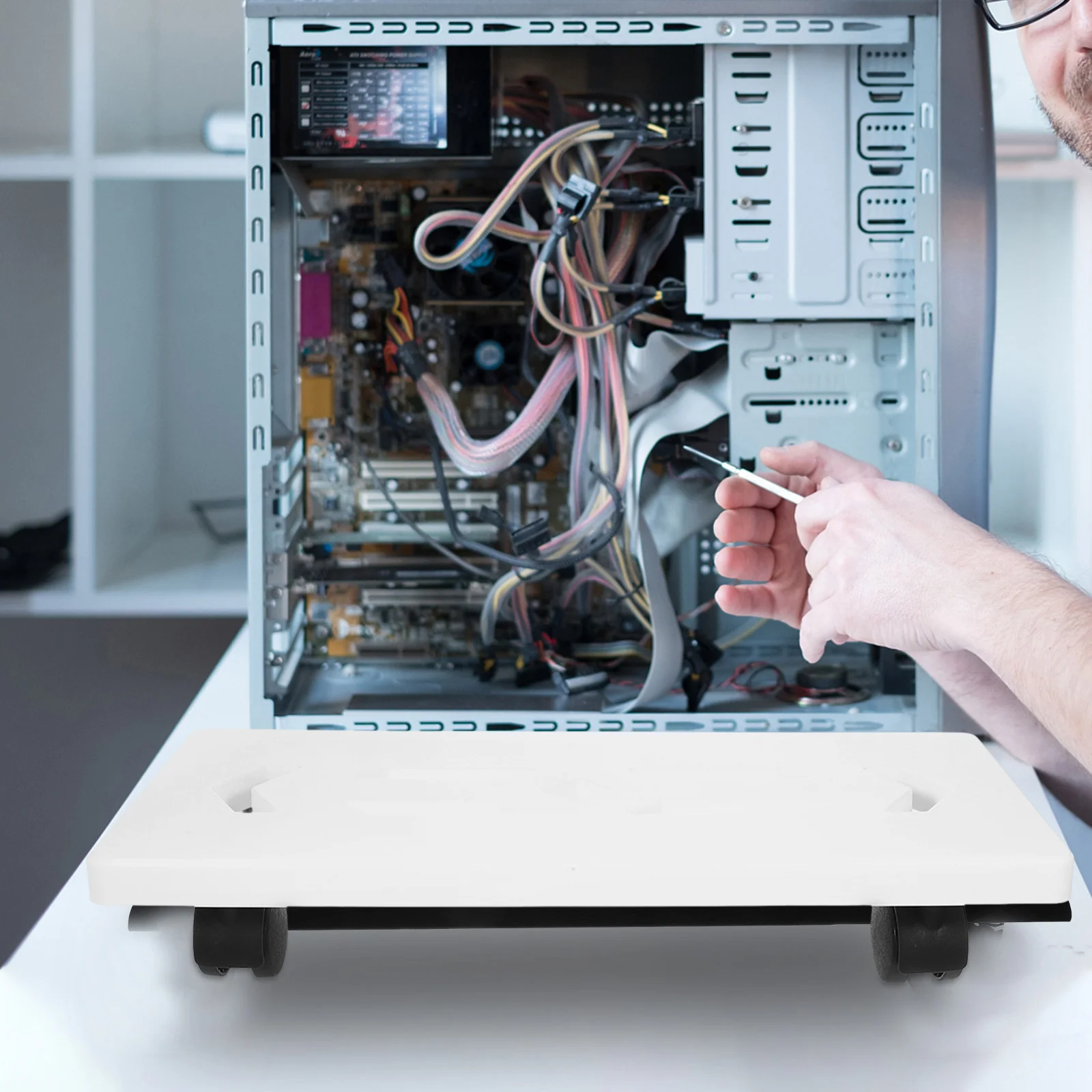 Suporte de torre para pc, móvel, host de computador, rodas de plástico, configuração elegante, uso ideal, suporte para cpu, riser para tapete