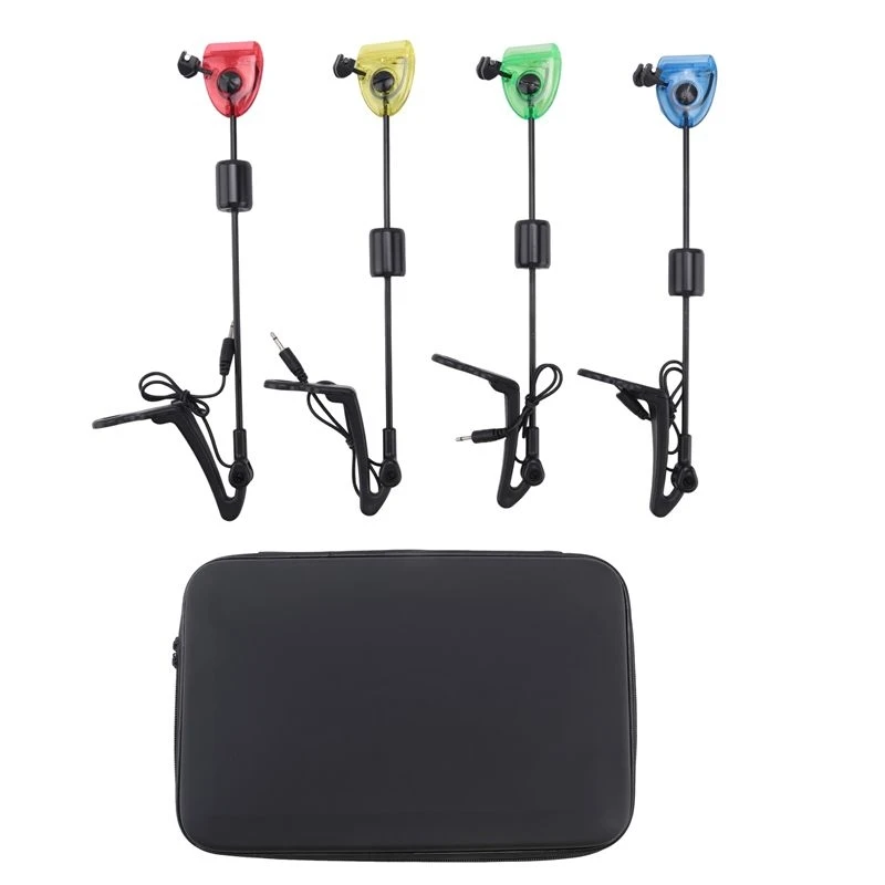 A64T-4Pcs Fishing Swingers Set Fishing Bite Alarm Indicators Led Illuminated Swinger Carp Fishing Accessories