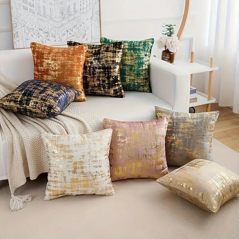 Candy Color Solid Velvet Stamping Cushion covers Bohemian Style Pillowcase 45x45cm For Living Room Bedroom Home Decoration