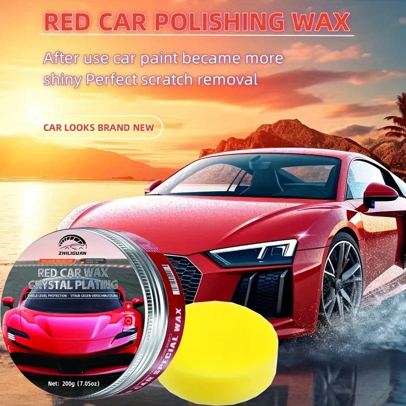 Red Car Wax Set - Fast Shiny and Anti-Scratch, Uv Protection, Easy to Use for Home Use
