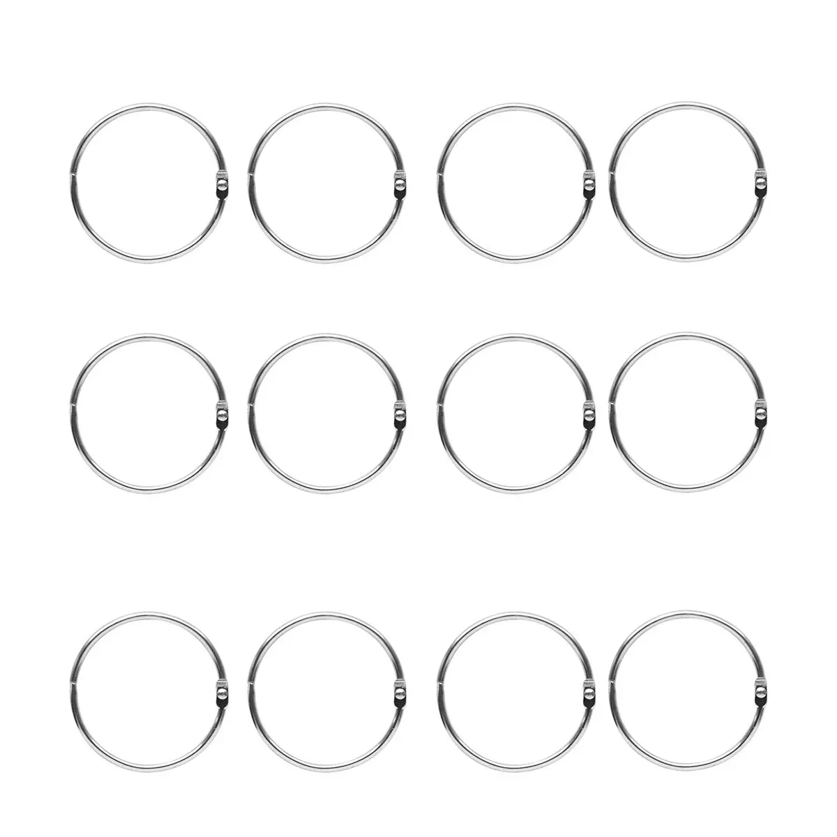 12Pcs Metal Curtain Snap Rings Electroplated Smooth Finish for Curtains Drapes Clothes Keys Loose Leaf Binders Modern Home Decor